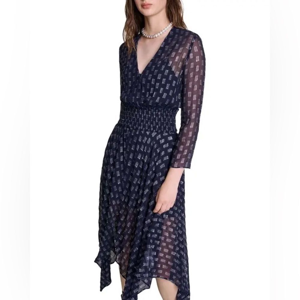Maje Navy Asymmetrical Dress size 40 us 8 NWOT - Picture 2 of 8